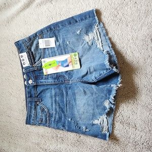 NWT Peace Love Eco by Rewash jean shorts super high rise wedge midi 5 juniors